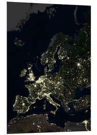 Hartschaumbild Europa bei Nacht