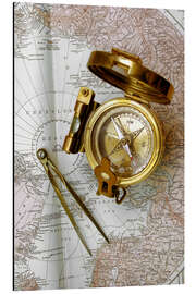 Magnettafel Goldener Kompass und Zirkel