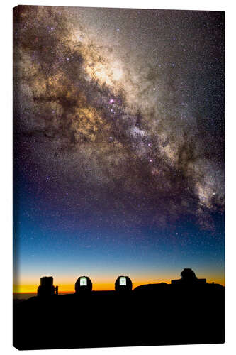 Canvas print Mauna Kea telescopes and Milky Way