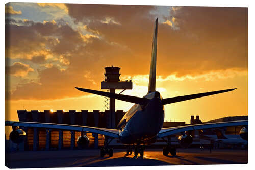 Canvas print Airbus at the Frankfurt airport