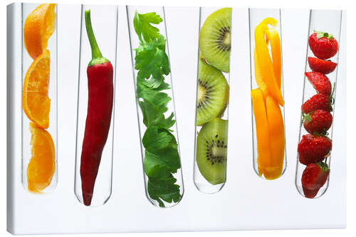 Lerretsbilde Fruit and vegetables in test tubes