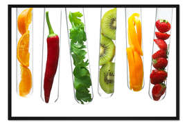 Gerahmter Kunstdruck Früchte in Reagenzgläsern