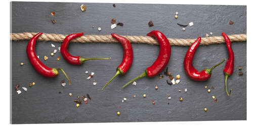 Acrylic print red hot chilli peppers with spice