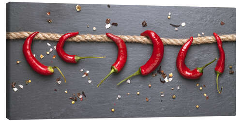 Tableau sur toile Piments rouges et épices