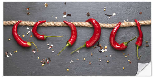 Selvklebende plakat red hot chilli peppers with spice