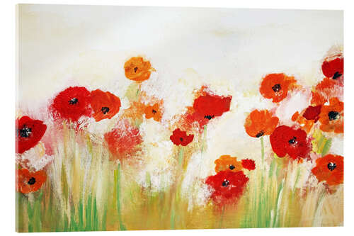 Tableau en verre acrylique Drôles de coquelicots