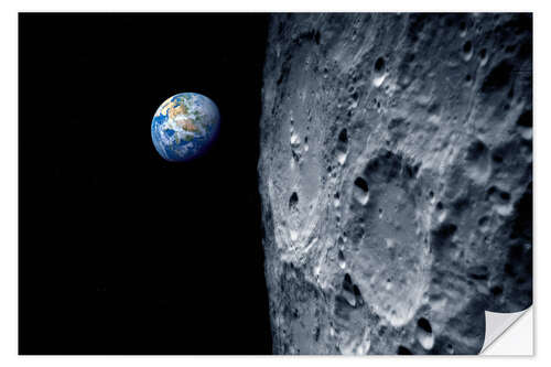 Selvklebende plakat Earth from lunar orbit