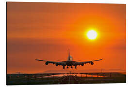 Magnettafel Flugzeuglandung im Abendlicht