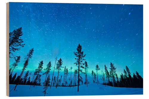 Wood print Northern lights