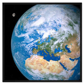 Gerahmter Kunstdruck Erde und Mond aus dem Weltall