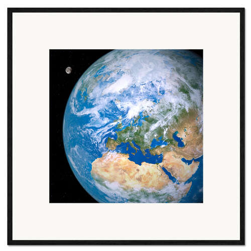 Framed art print Earth and the Moon from space