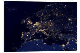 Quadro em alumínio Imagem de satélite da Europa à noite