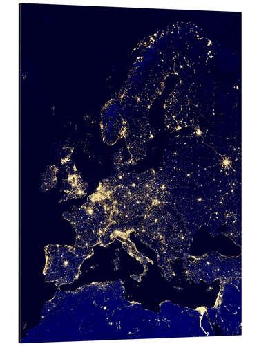 Aluminium print Europe at night