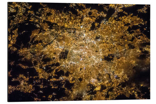 Aluminium print Paris by night from above