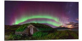 Cuadro de aluminio Auroral over Viking house, Greenland