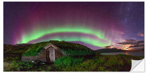 Wall sticker Auroral over Viking house, Greenland