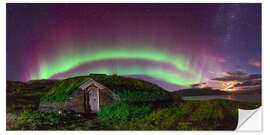 Wall sticker Auroral over Viking house, Greenland