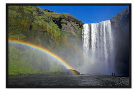 Gerahmter Kunstdruck Skogafoss Wasserfall, Island