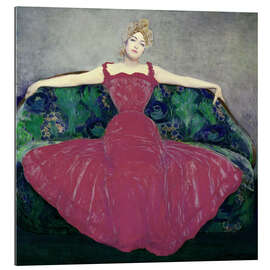 Quadro em plexi-alumínio Lady in fuchsia dress