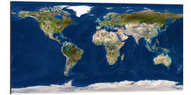 Alubild  Topographische Weltkarte - Planetobserver