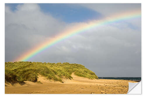 Muursticker Rainbow over sand dunes