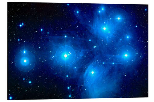 Aluminium print Pleiades star cluster (M45)