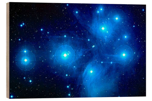 Hout print Pleiades star cluster (M45)