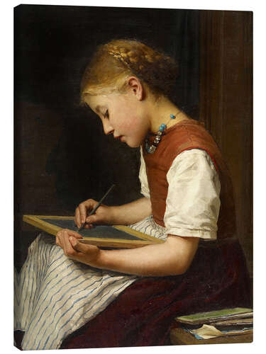 Canvas print Schoolgirl with homework