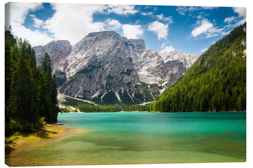 Quadro em tela Lake Braies in South Tyrol , Lago di Braies