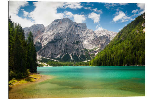 Quadro em plexi-alumínio Lake Braies in South Tyrol , Lago di Braies