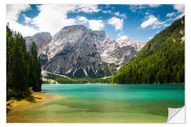 Selvklebende plakat Lake Braies in South Tyrol , Lago di Braies