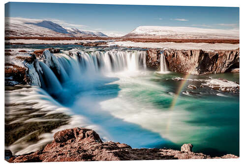 Tableau sur toile Paysage hivernal féérique - Islande: Godafoss