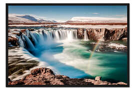 Gerahmter Kunstdruck Winterwunderland Island: Godafoss