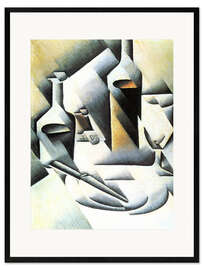 Stampa artistica con cornice Still Life with bottles and knives