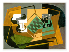 Tableau Chessboard, Glass, and Dish - Juan Gris