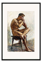 Gerahmter Kunstdruck Mundharmonika Spieler