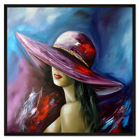 Gerahmter Kunstdruck Dame mit Hut