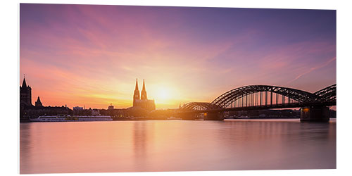 Hartschaumbild Köln Skyline Sonnenuntergang Silhouette