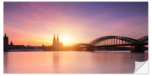 Selvklebende plakat Cologne skyline sunset silhouette