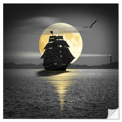 Wall sticker A ship with black sails