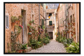 Gerahmter Kunstdruck Gasse in Valldemossa, Mallorca (Spanien)