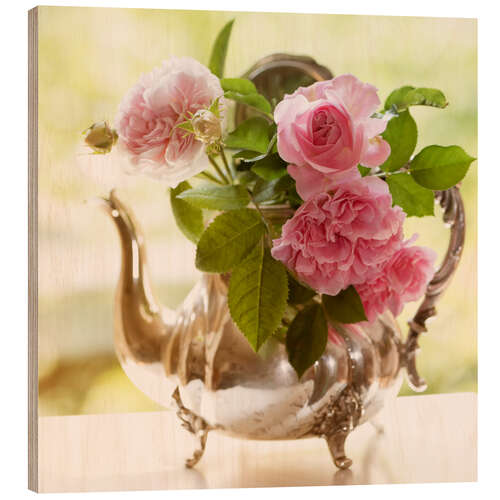 Cuadro de madera pink shabby-style roses