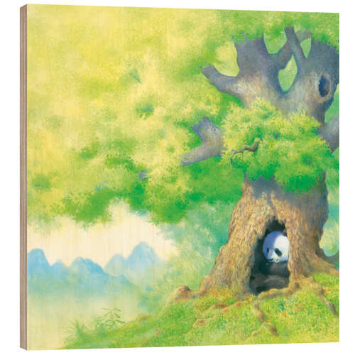 Hout print Panda In tree