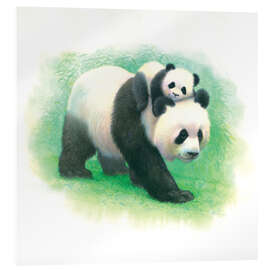 Acrylglasbild Panda und Pandababy