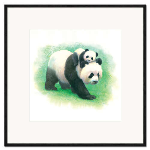 Gerahmter Kunstdruck Panda und Pandababy