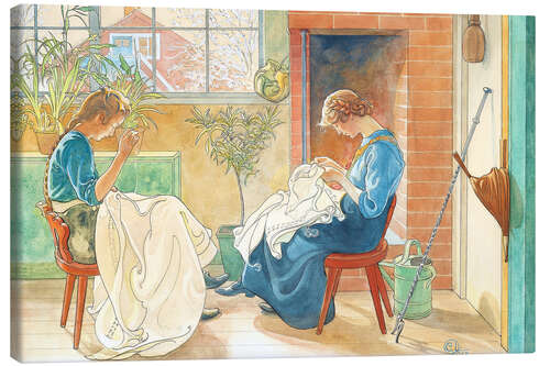 Canvas print sewing girl