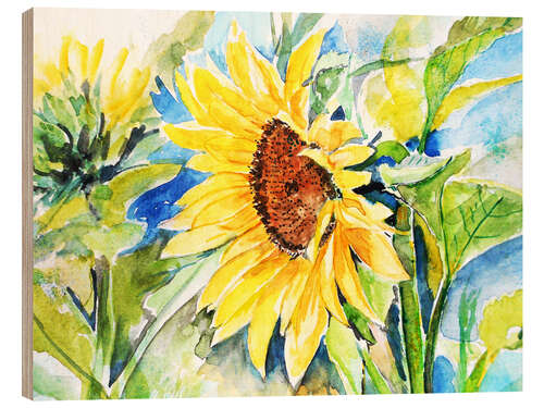 Wood print Sunflower 5