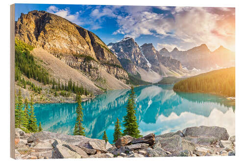 Wood print Canada - Sunrise at the Moraine Lake - Banff Alberta