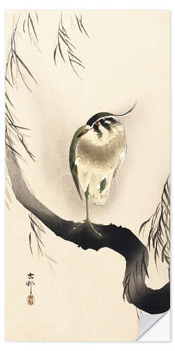 Autocolante decorativo Heron on a weeping willow