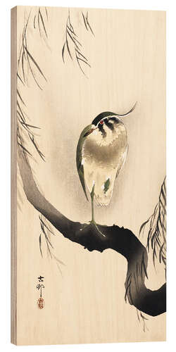 Wood print Heron on a weeping willow